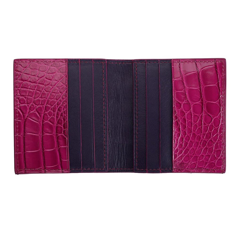 Luxury Alligator Leather Wallet – Handmade Slim Minimalist Jazzberry Jam Wallet - Picture 2 of 3